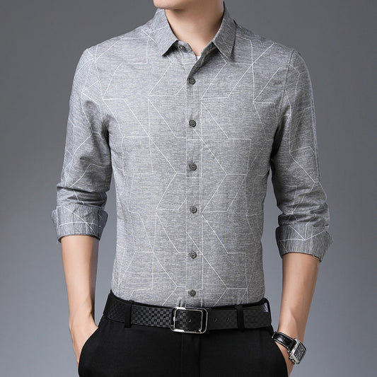 Camisa de Algodón Fina de Manga Larga para Hombre