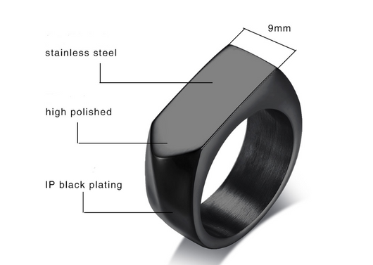 Anillo Cuadrado de Acero Inoxidable Negro para Hombre - Estilo Rock Vintage Hip Hop - Image 4