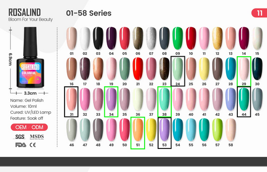 Gel UV para Uñas ROSALIND Color Sólido - Tratamiento Profesional Salón 10ml - Image 33