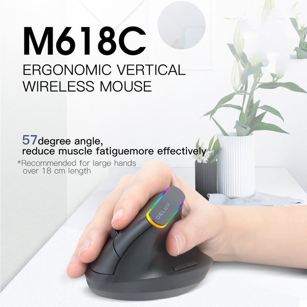 Ratón Ergonómico RGB Inalámbrico Vertical M618C