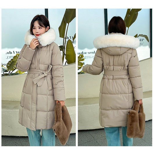 Abrigo Acolchado de Plumas con Cuello de Piel Sintética - Estilo Coreano Suelto - Image 24