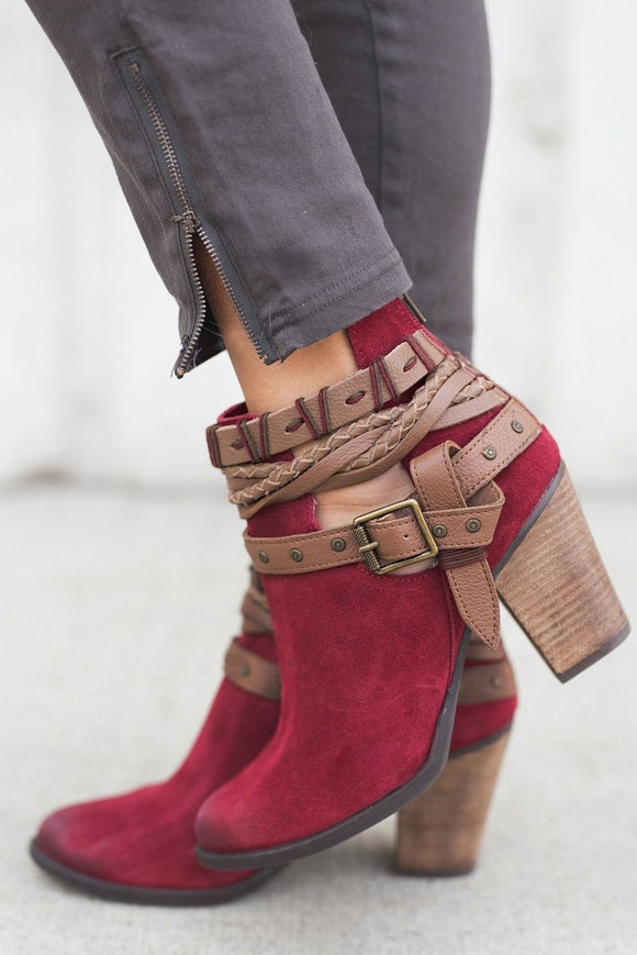 Botas de Cuero con Hebilla Gruesa - Estilo Europeo Otoño Invierno