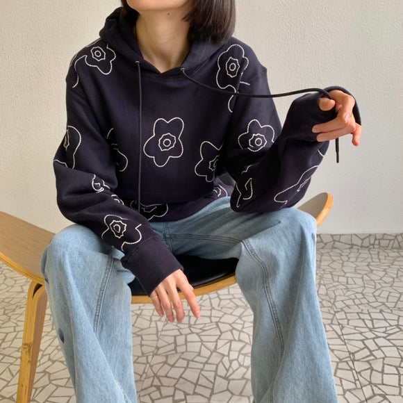 Sudadera con Capucha Bordado Floral para Parejas