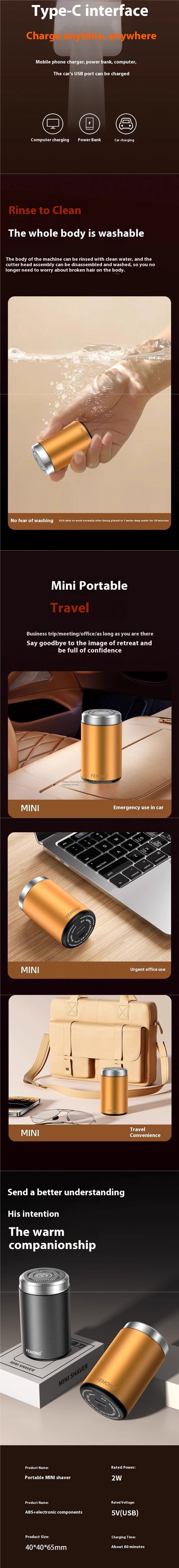 Afeitadora Eléctrica Portátil para Hombre - Totalmente Lavable y de Rápida Limpieza - Image 12