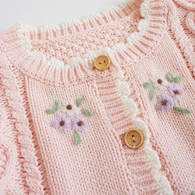 Cardigan de Bebé Flores Bordadas a Mano en Algodón - Image 5