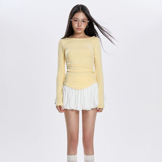 Blusa Plisada Cuello Redondo Manga Larga Versátil para Primavera - Image 6