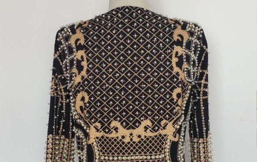 Blazer Acolchado con Estampado de Perlas para Mujer - Image 26