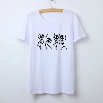 Playera Calavera y Rosa Manga Corta Cuello Redondo Verano - Image 3