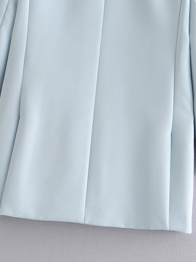 Traje Azul Metalizado de Doble Botonadura - Corte Midi Elegante - Image 22