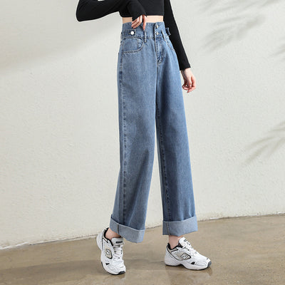 Jeans Rectos Cintura Alta Doble Botonadura para Mujer - Image 4