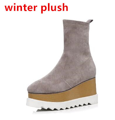 Botas Plataforma Wedge Punta Cuadrada con Stretch - Image 6