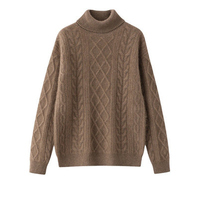 Suéter Cashmere Suelto con Cuello Alto - Tejido Grueso de Tres Capas - Image 5