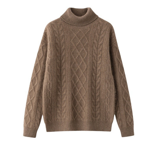 Suéter Cashmere Suelto con Cuello Alto - Tejido Grueso de Tres Capas - Image 5