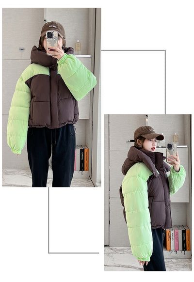 Chaqueta Corta de Algodón con Parches Contrastantes Gruesos para Mujer - Image 21