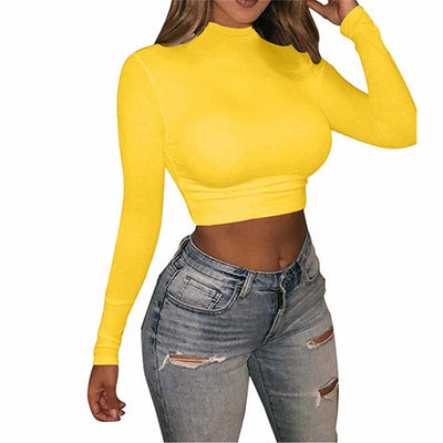 Playera Corta Crop con Cuello Alto Medio y Mangas Largas - Image 5