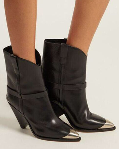Botas Tobilleras de Tacón Alto con Punta Metálica - Image 9