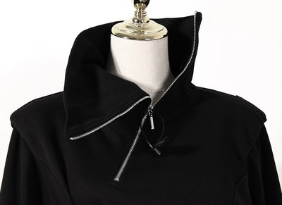 Sudadera Cuello Alto con Cierre Diagonal y Dobladillo Irregular - Image 15