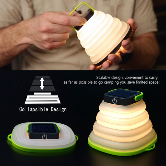 Linterna Solar Camping Plegable IP68 - Luz LED Recargable USB para Tienda de Campaña