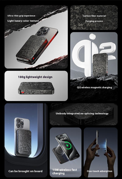 Batería Portátil 15W Magnética Inalámbrica Carbon Fiber MagSafe - Image 30