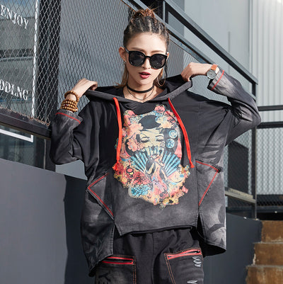 Sudadera Hoodie Oversized Estampada Tendencia Hip Hop Mujer - Image 2