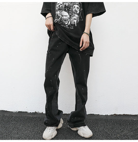 Pantalón Denim Reconstruido con Efecto Salpicado
