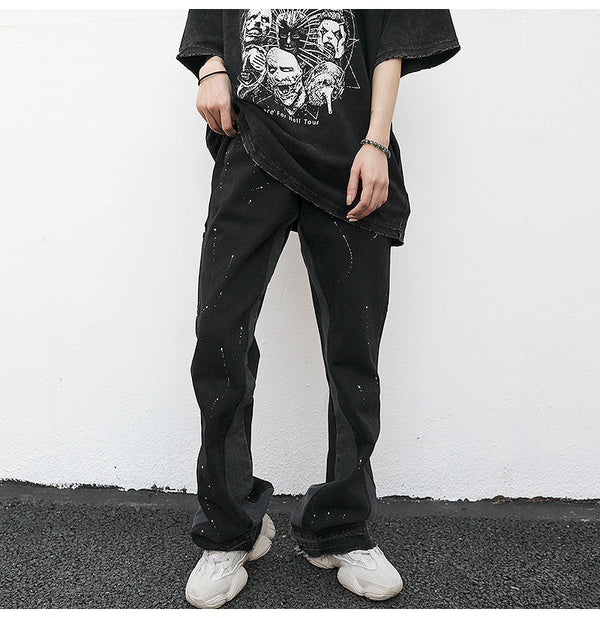 Pantalón Denim Reconstruido con Efecto Salpicado