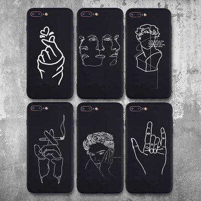 Funda Protectora Abstracta Lover Face TPU Mate Negro