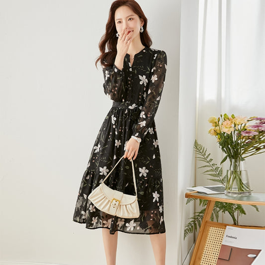 Vestido Floral de Gasa Francesa