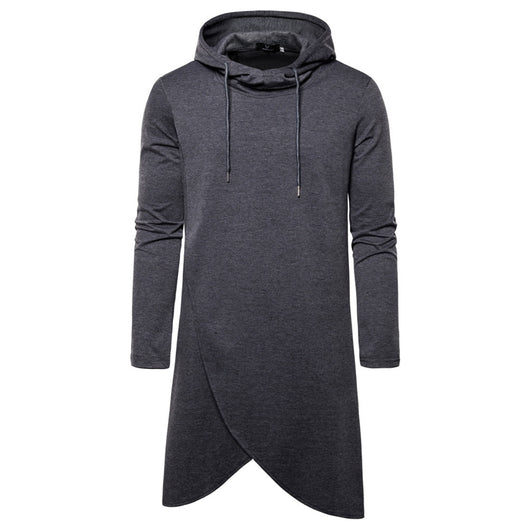 Sudadera Hoodie Slim Fit Irregular de Largo Medio en Colores Sólidos para Hombre - Image 14