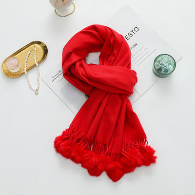 Capa Elegante para Mujer con Pompones - Mezcla de Cachemira y Lana - Image 11