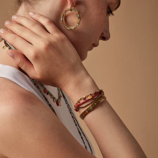 Pulsera de Piedra Natural Tejida a Mano para Mujer