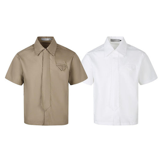Camisa Casual Retro Americana con Diseño de Corbata Falsa - Image 10