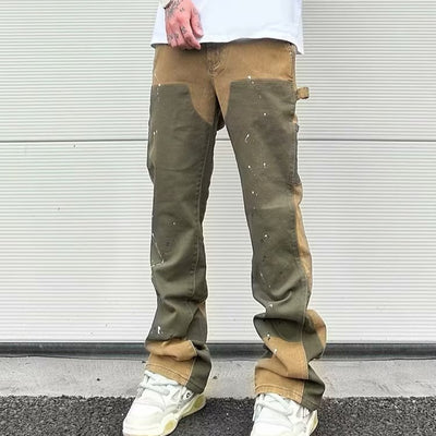 Pantalones de Trabajo Denim Elásticos Efecto Desgastado