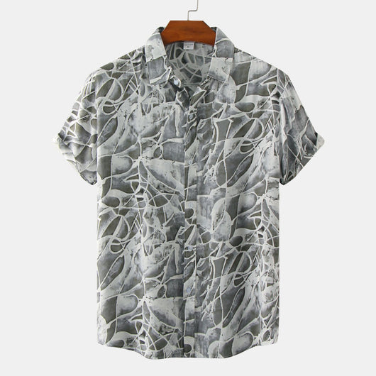 Camisa Retro Holgada de Manga Corta para Hombre Talla Grande - Image 10