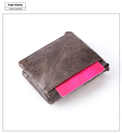Billetera de Cuero Genuino con Cierre y Hebilla Retro para Hombre - Image 7