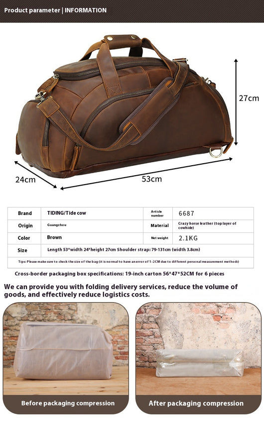 Mochila de Cuero Retro para Hombre - Gran Capacidad para Aventuras al Aire Libre - Image 7