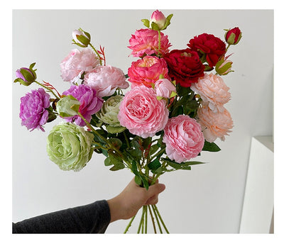 Flores Artificiales de Peonía y Rosa Premium para Decoración del Hogar - Image 19