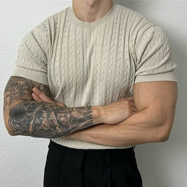 Playera Manga Corta Torcida Colores Sólidos Estilo Japonés para Hombre