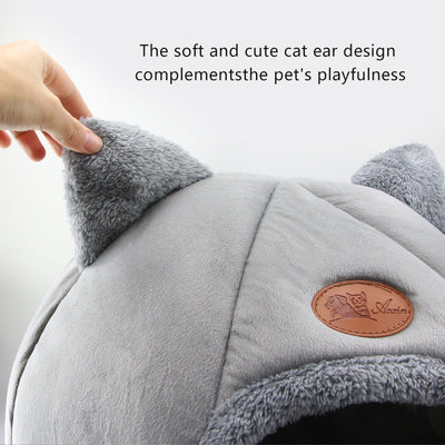 Cama Semicerrada Cálida para Gatos y Perros con Forro Peluche - Image 5