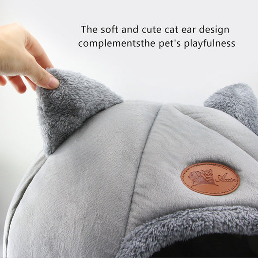 Cama Semicerrada Cálida para Gatos y Perros con Forro Peluche - Image 5