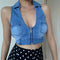 Top Sin Mangas Cuello Profundo Vintage Desgastado con Bolsillo y Cierre