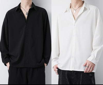 Camisa Negra Casual de Otoño con Cuello Mao y Mangas Largas - Image 4