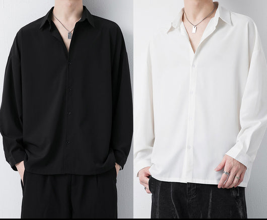 Camisa Negra Casual de Otoño con Cuello Mao y Mangas Largas - Image 4