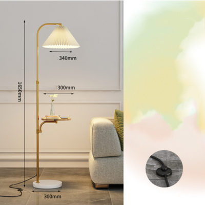 Lámpara de Pie para Sala con Pantalla Plisada y Base de Madera Maciza - Image 24