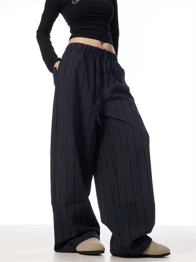 Pantalones Anchos de Rayas Vintage Americano - Casual y Cómodo para Mujer - Image 13