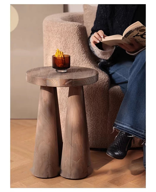 Mesa Auxiliar de Madera de Olmo Macizo para Sala y Balcón - Image 9