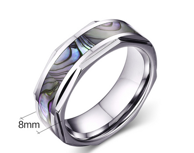 Anillo de Acero Tungsteno con Diseño de Concha - Image 7