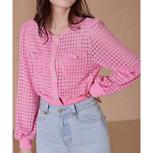 Cardigan Calado Perfumado Base para Mujer