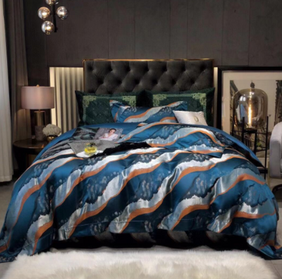 Juego de Cama Jacquard Lujo Retro Negro Dorado 120 Hilos de Algodón Puro - Image 16