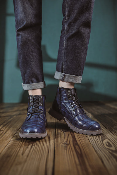Botas de Cuero Retro con Cierre Lateral para Aventuras Urbanas - Image 39